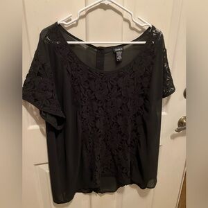Torrid Elegant Black Floral Lace Blouse